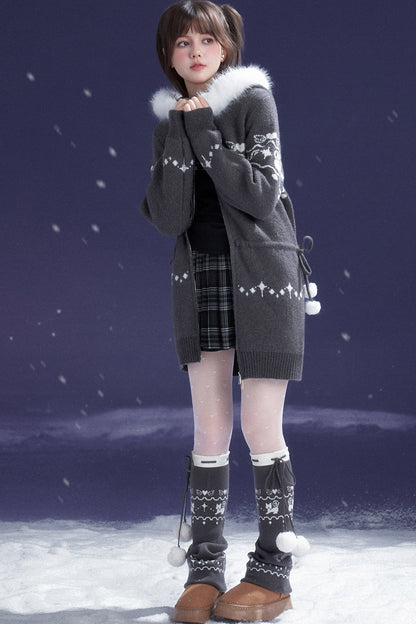 Katzenmantelkleid mit Fair-Isle-Jacquard