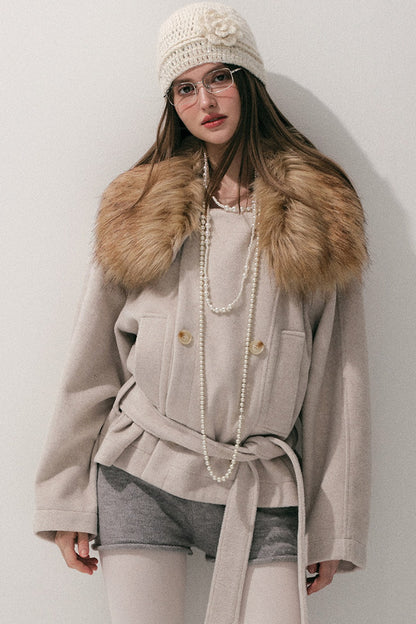 Fur Collar Wool Coat