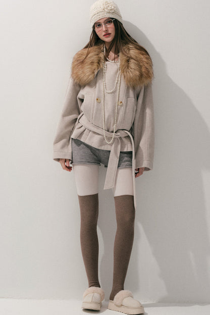 Fur Collar Wool Coat