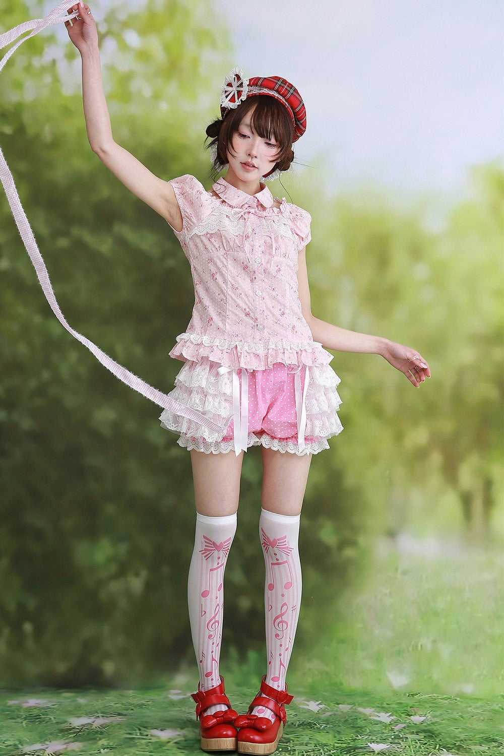 Pink Retro Lolita Polka Dot Blouse