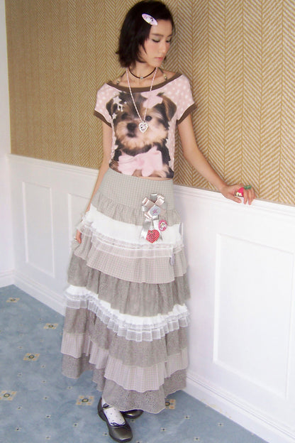 Ruffled A-Line Midi Skirt