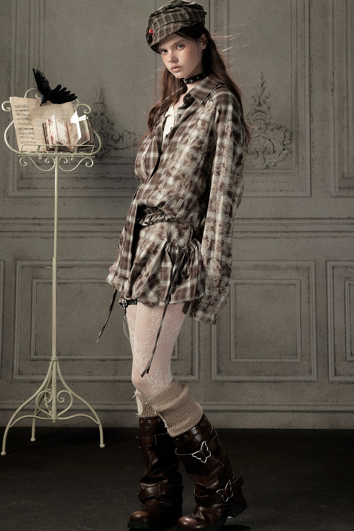 Coffee-Colored Plaid Shirt