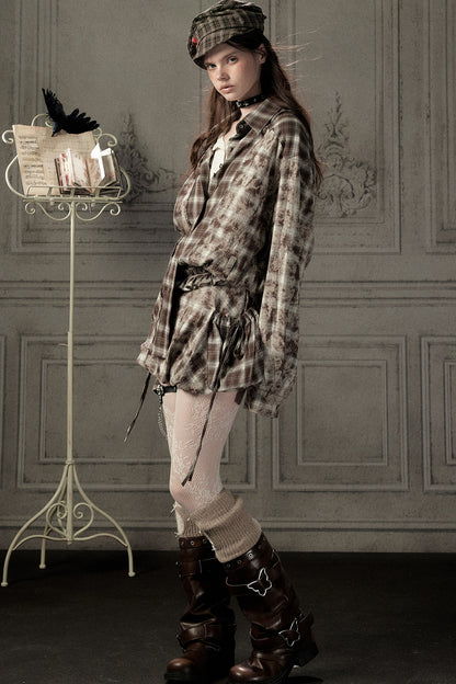 Coffee-Colored Plaid Shirt