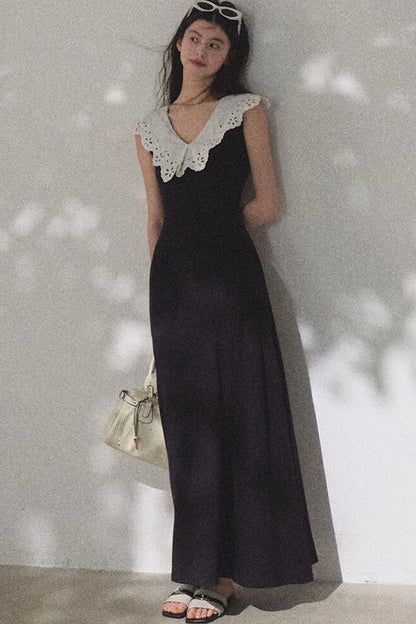 Robe en coton sans manches dos nu à ombre d’arbre