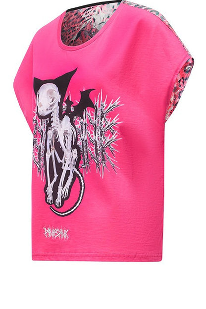 Cat Skeleton Leopard Print Top