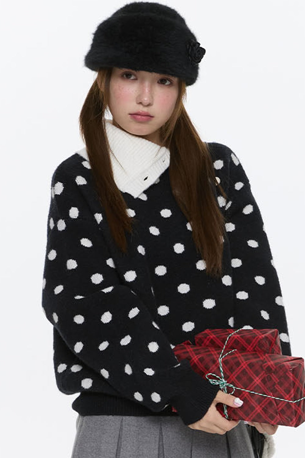 Black Sugar Bobo Vintage Slanted Placket Sweater