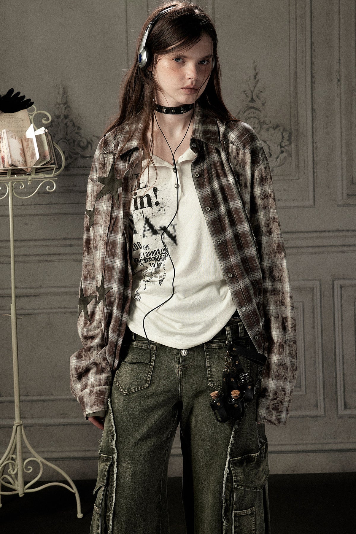 Coffee-Colored Plaid Shirt