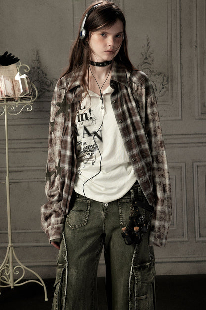 Coffee-Colored Plaid Shirt