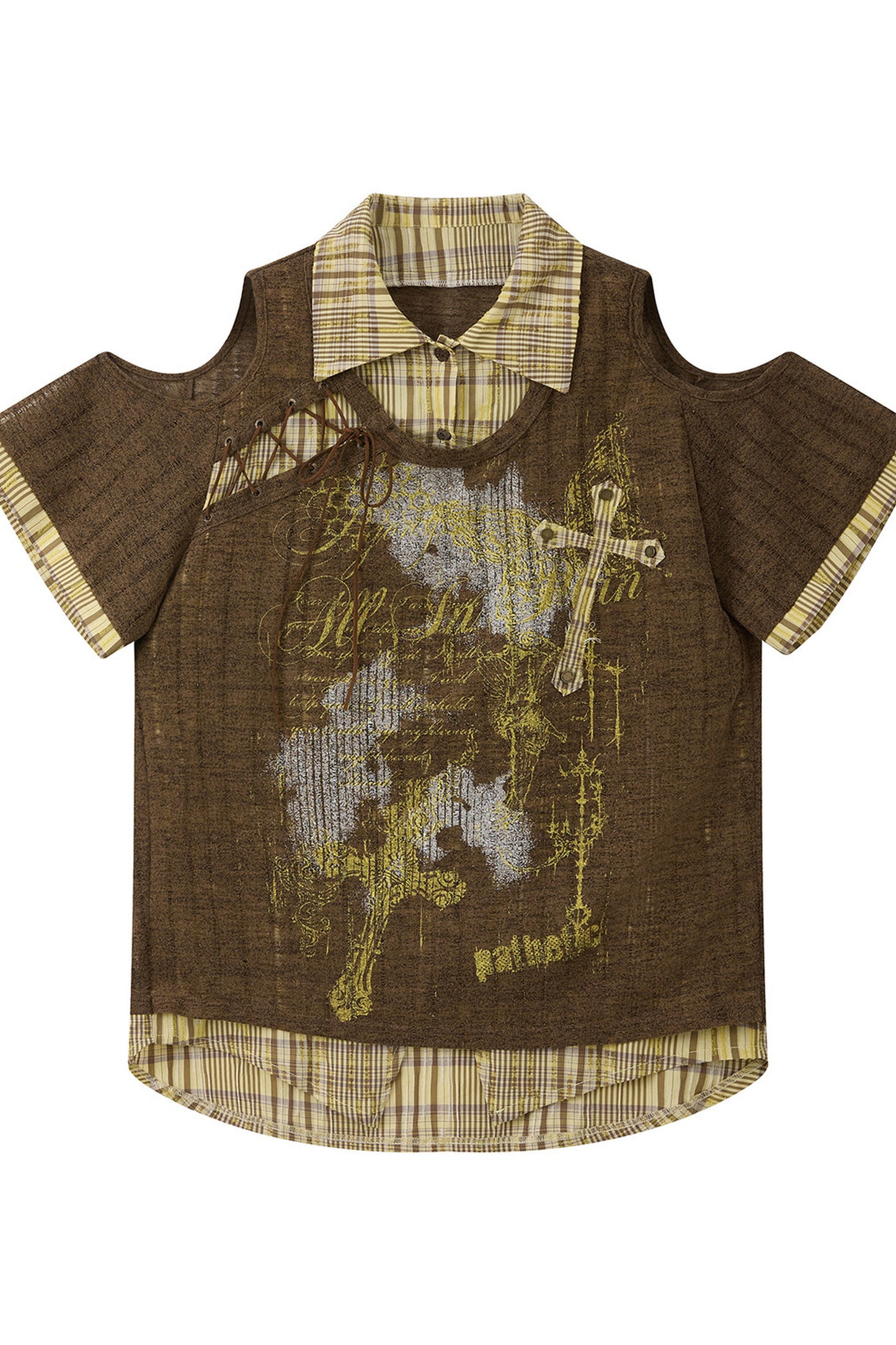 Kurzärmeliges Polotop mit hellem Asia-Print