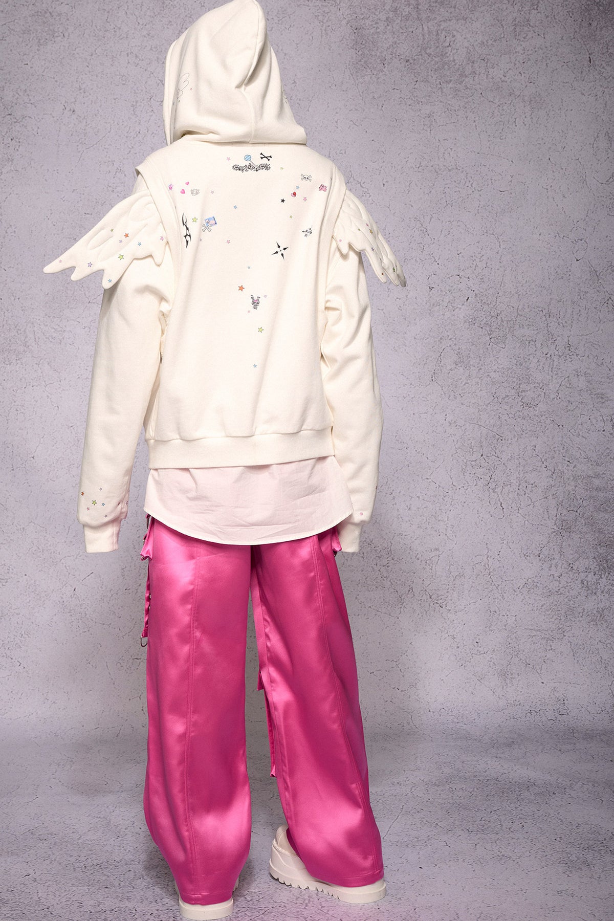 Angel Wings Sticker Print Hoodie Jacket