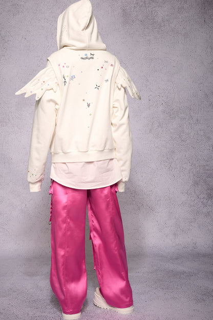 Angel Wings Sticker Print Hoodie Jacket