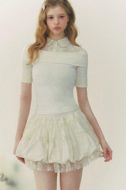 Retro Lace Tiered Skirt