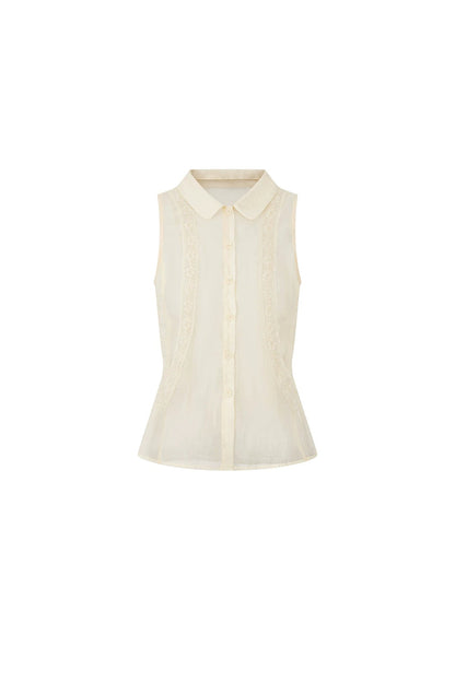 Beige Lace Polo Tencel Camisole