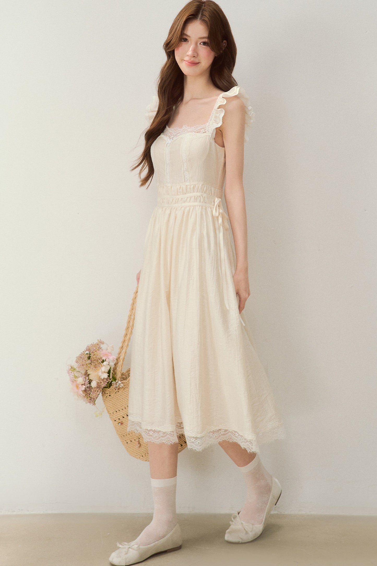White Shell Lace Dress
