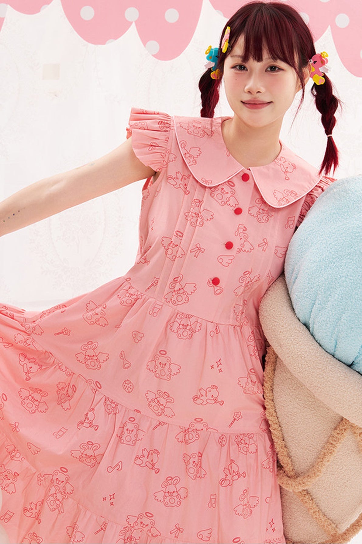 Flutter Sleeve Pink Dress