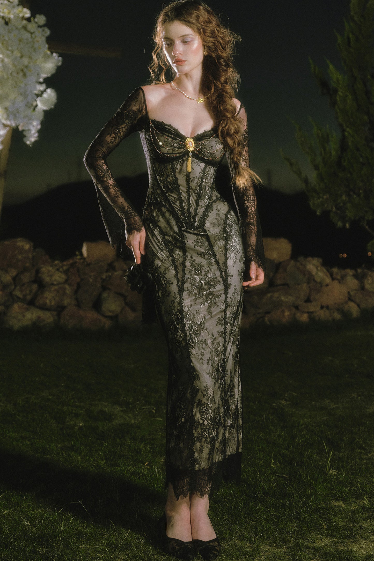French Lace Fishtail Dress