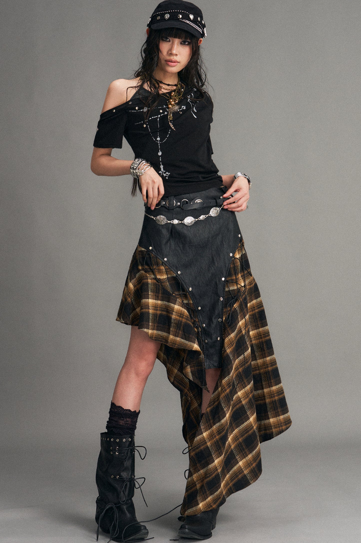 Punk Retro Plaid Skirt