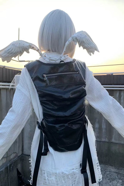 Armor Style Black Backpack