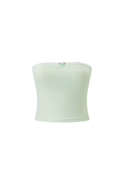 Mint Green Knitted Lace Tube Top, Pants and Skirt Set-Up