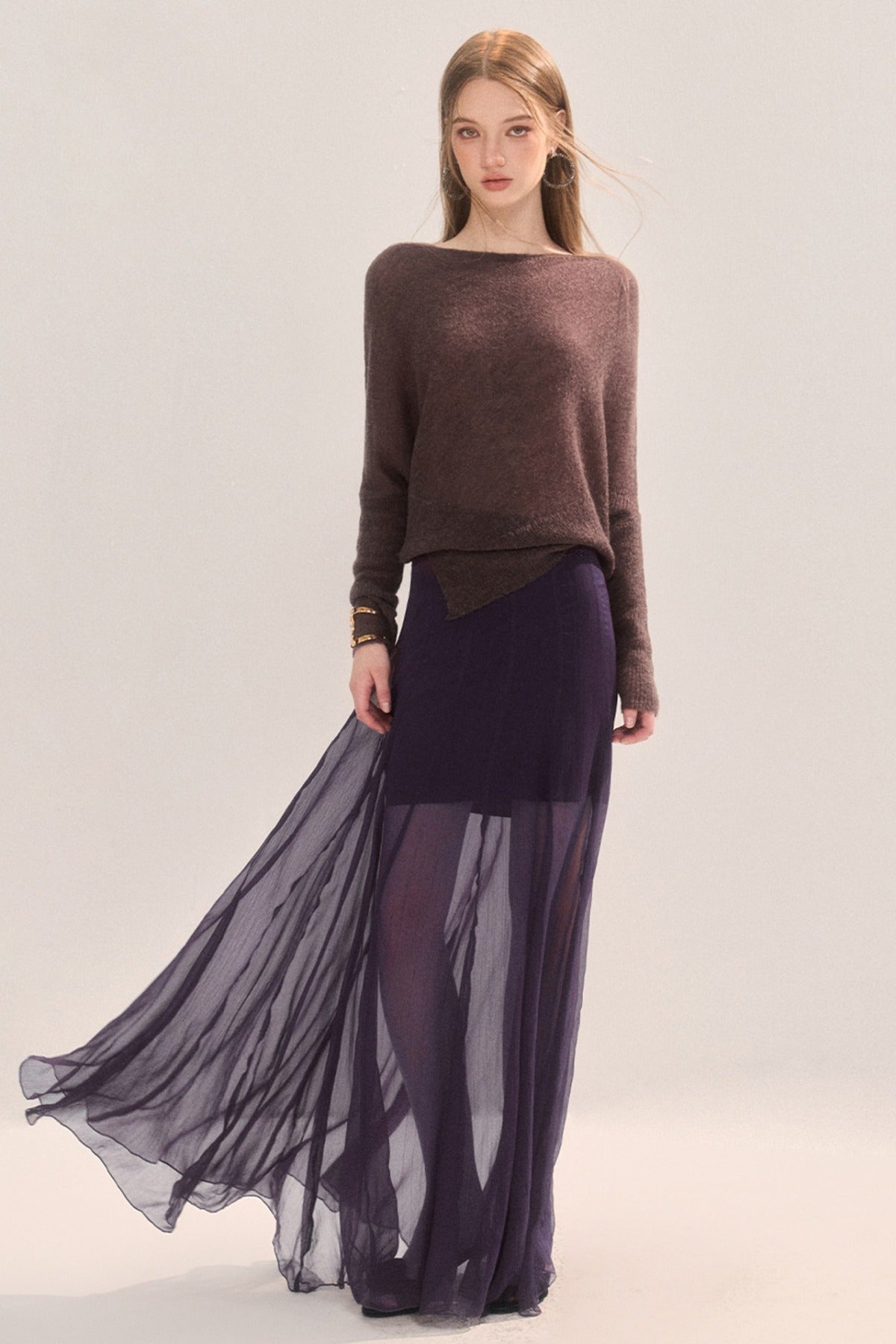 Eleganter langer Mesh-Rock