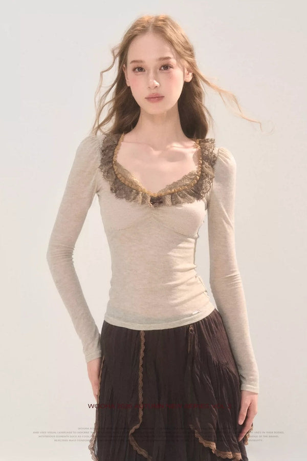 Retro Lace Collar Top