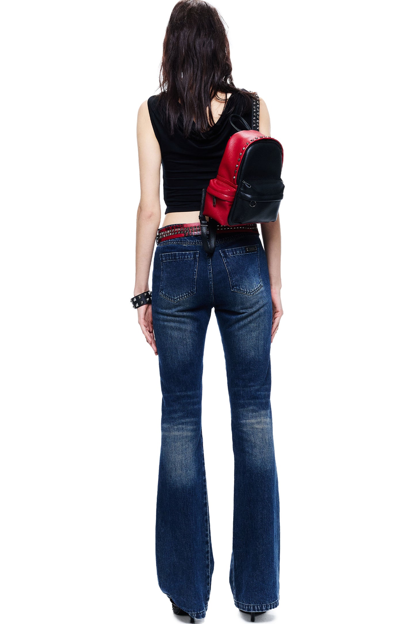 One-Shoulder Square Metal Rhinestone Tank Top
