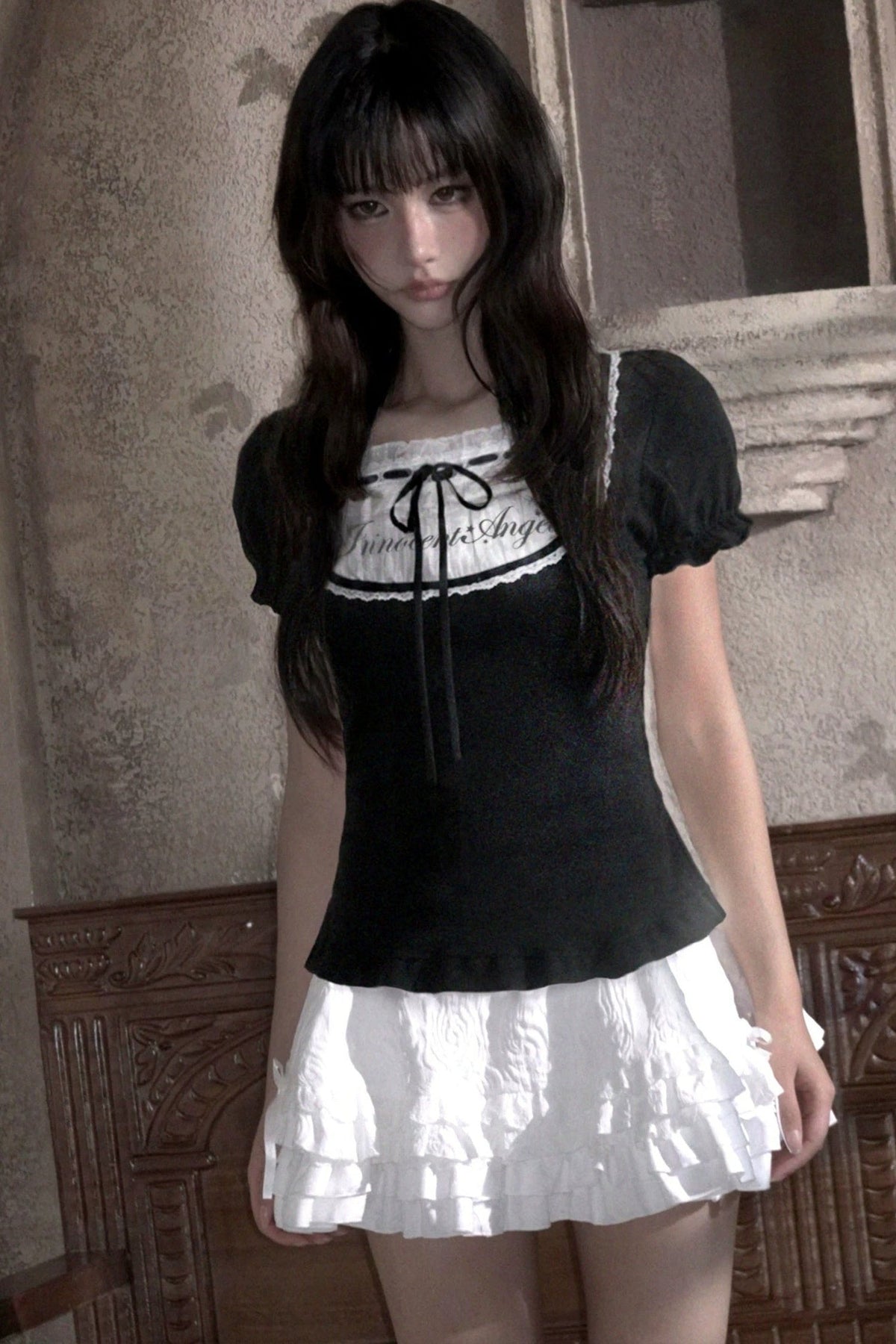 Angel Banquet Rhinestone Layered-Look Blouse