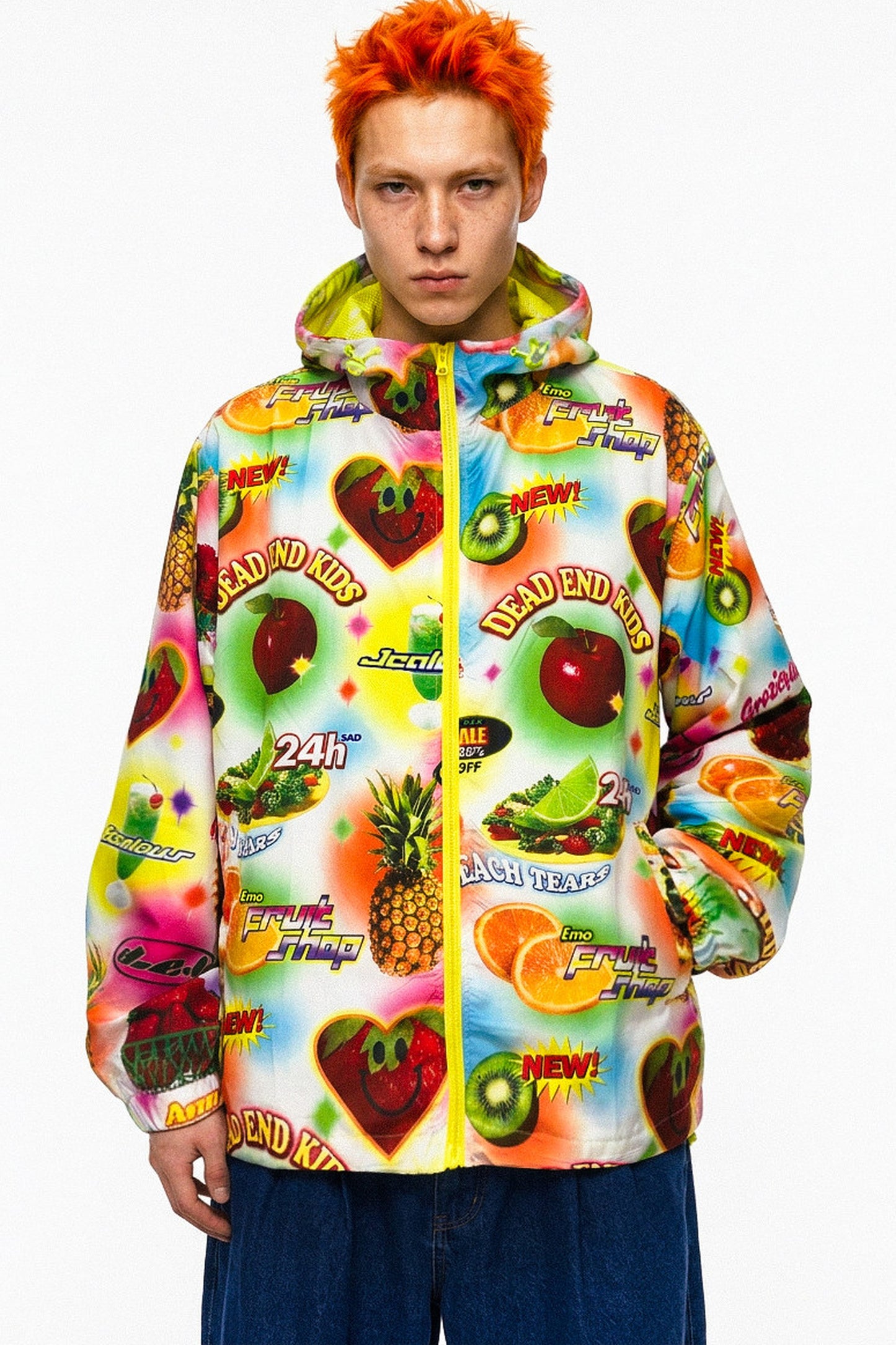 Teflon coupe-vent à capuche imprimé fruits