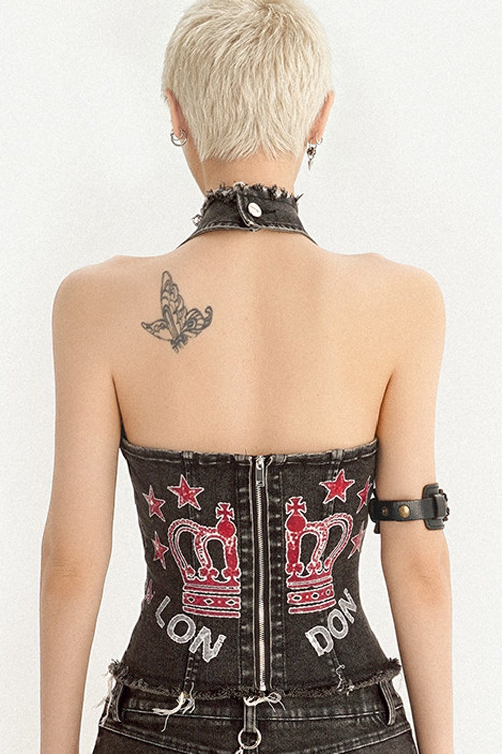 Y2K-Camisole mit Buchstaben-Print und Schnürung