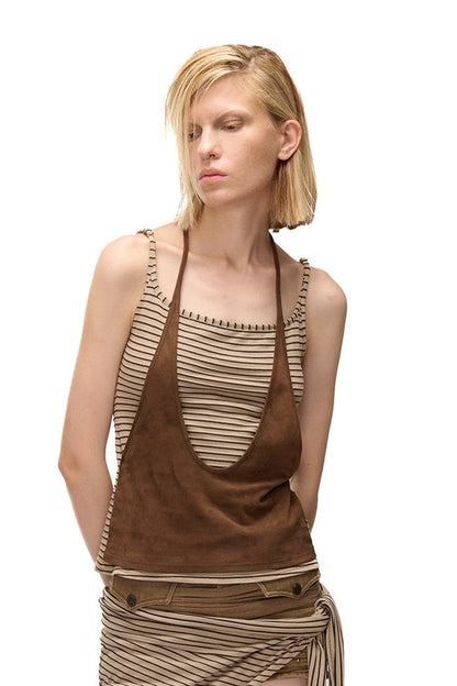 Striped Patchwork Halter Tank Top