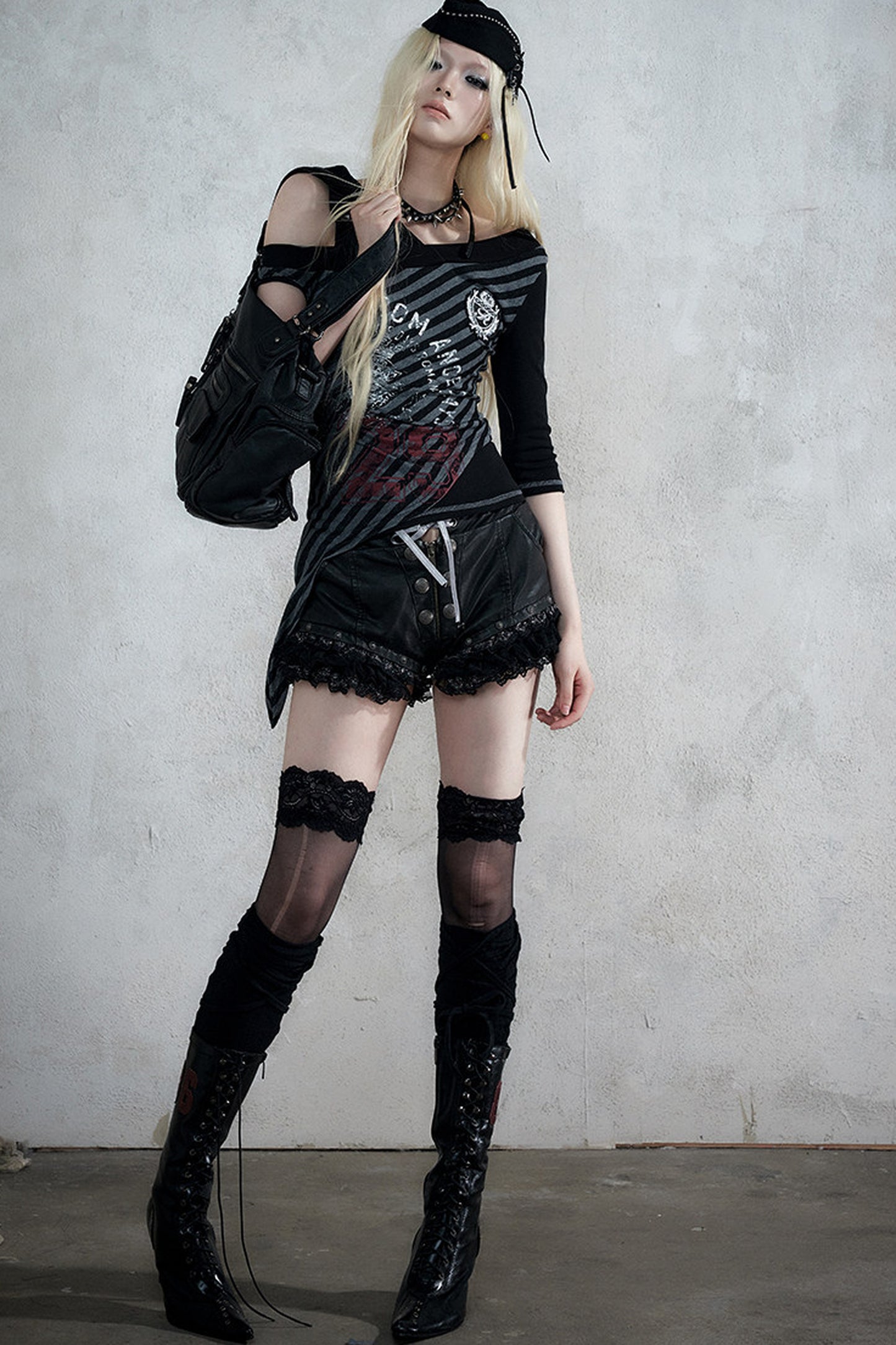 Punk Lace Leather Shorts