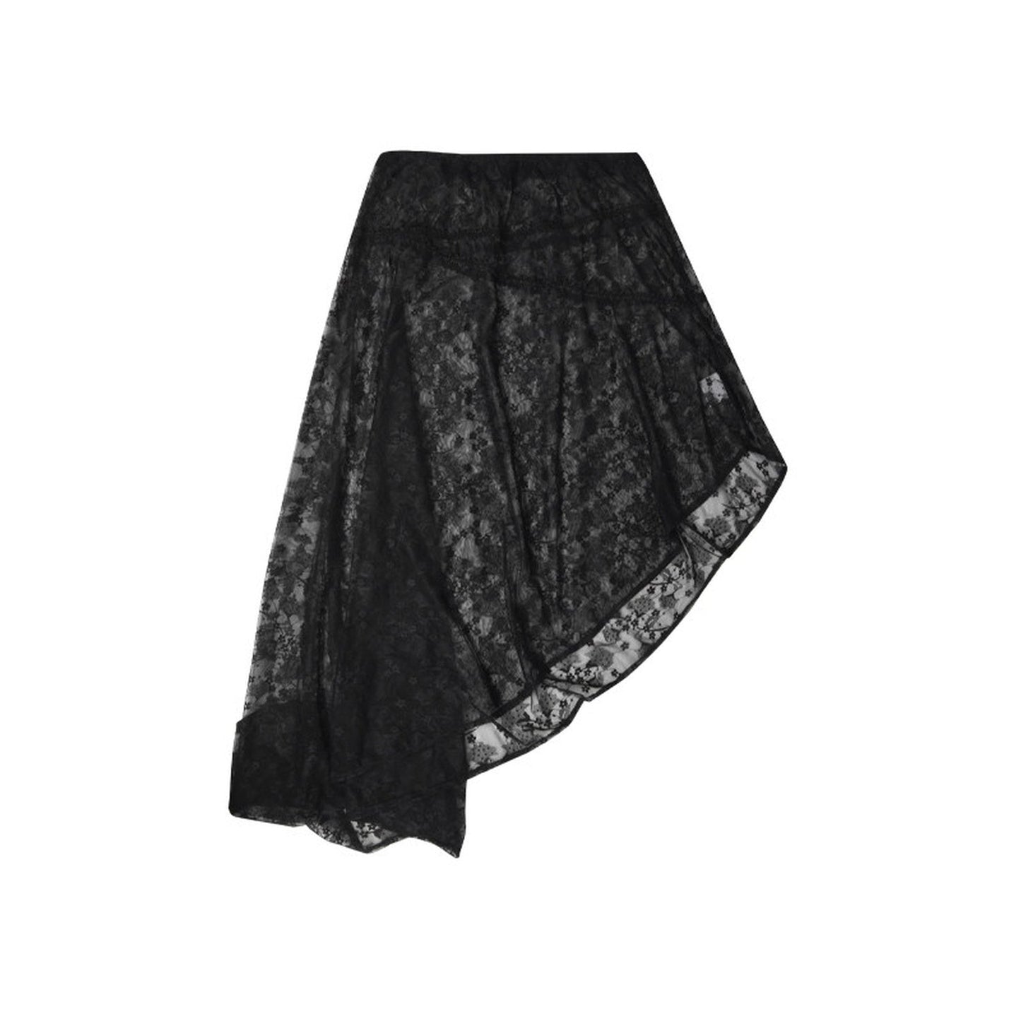 Sheer White Lace Side Ruffle Skirt