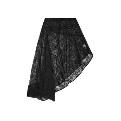 Sheer White Lace Side Ruffle Skirt
