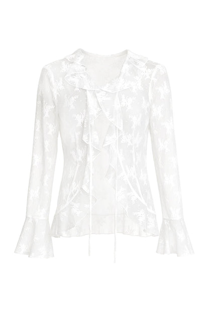 White Floral Lace Cardigan Camisole Set-Up
