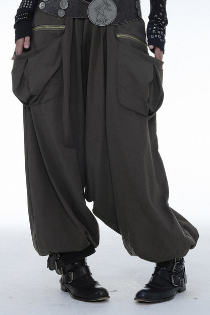 Low-Crotch Harem Cuffed Pants