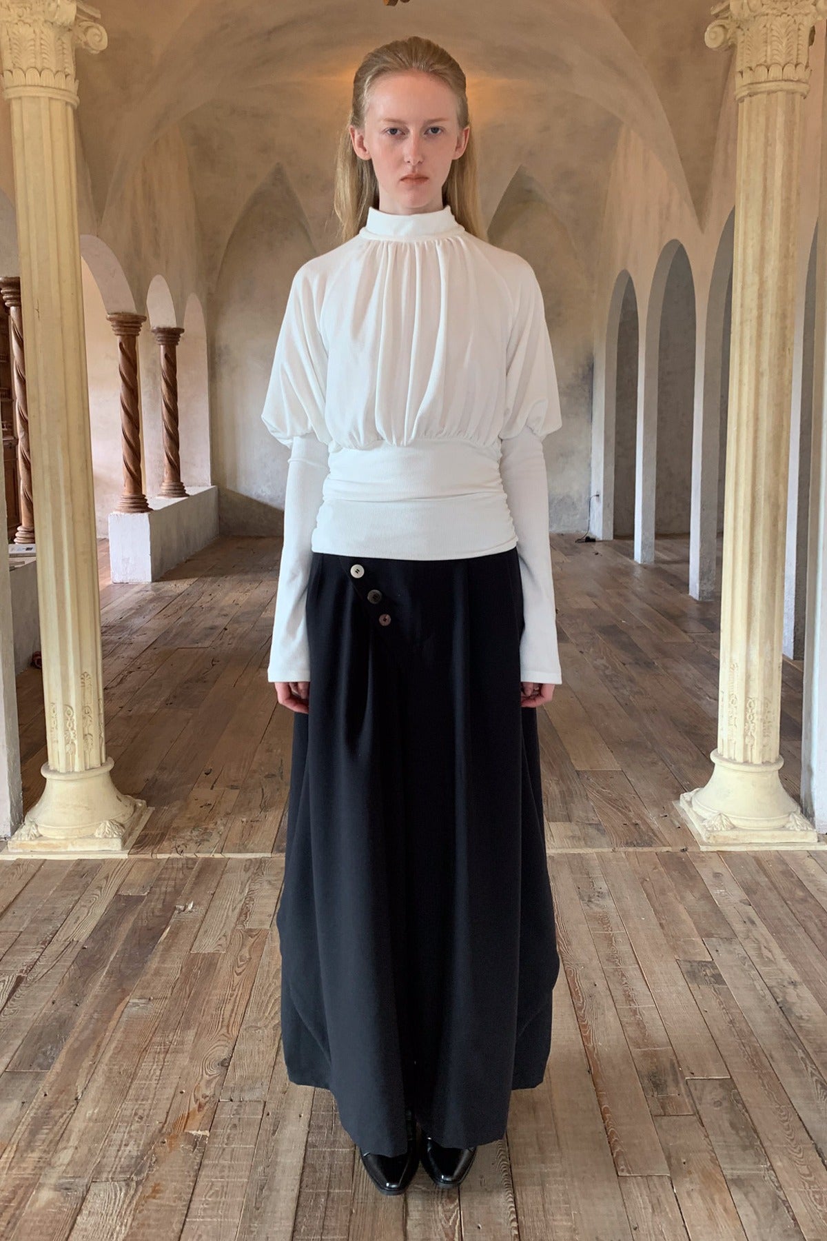 Asymmetrical Button Wide-Leg Pants