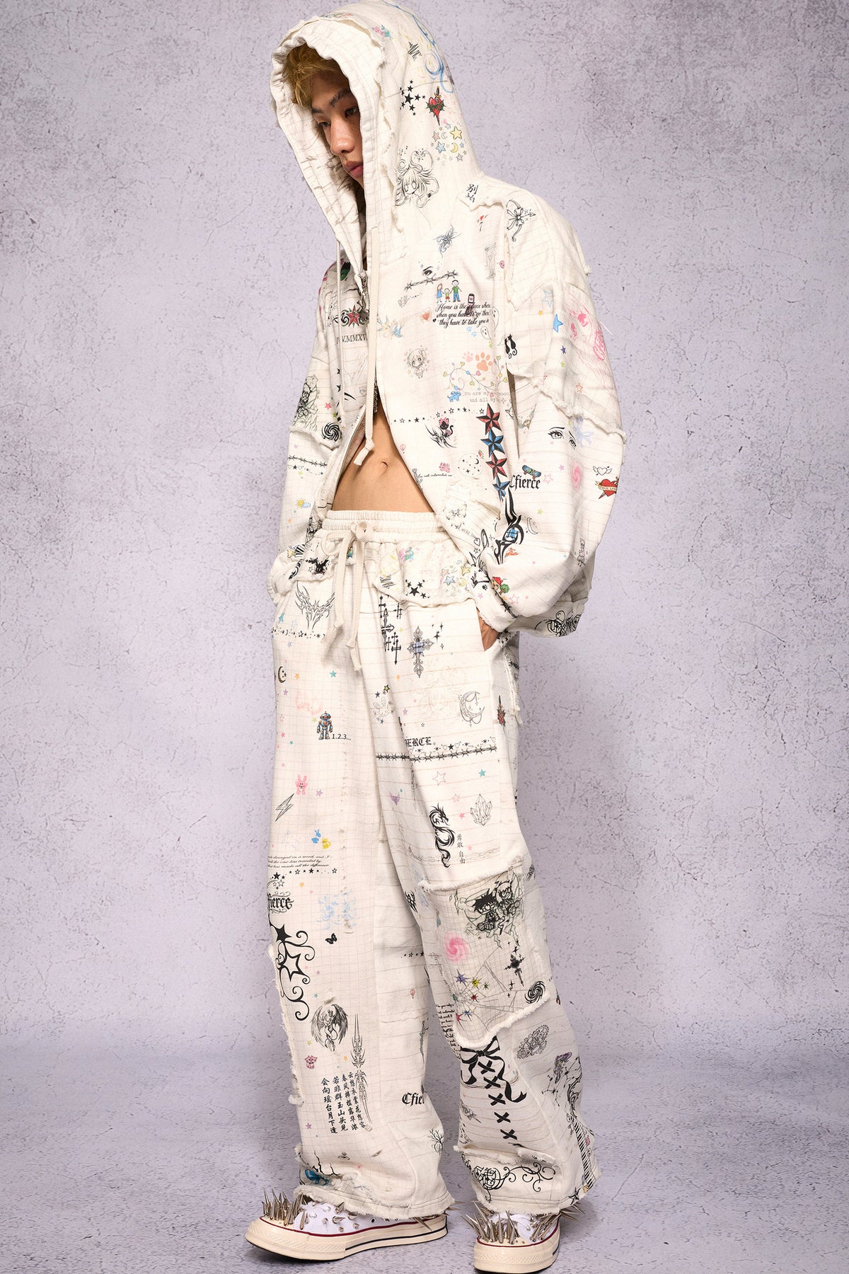 Torn Manuscript Fragmented Sweatpants