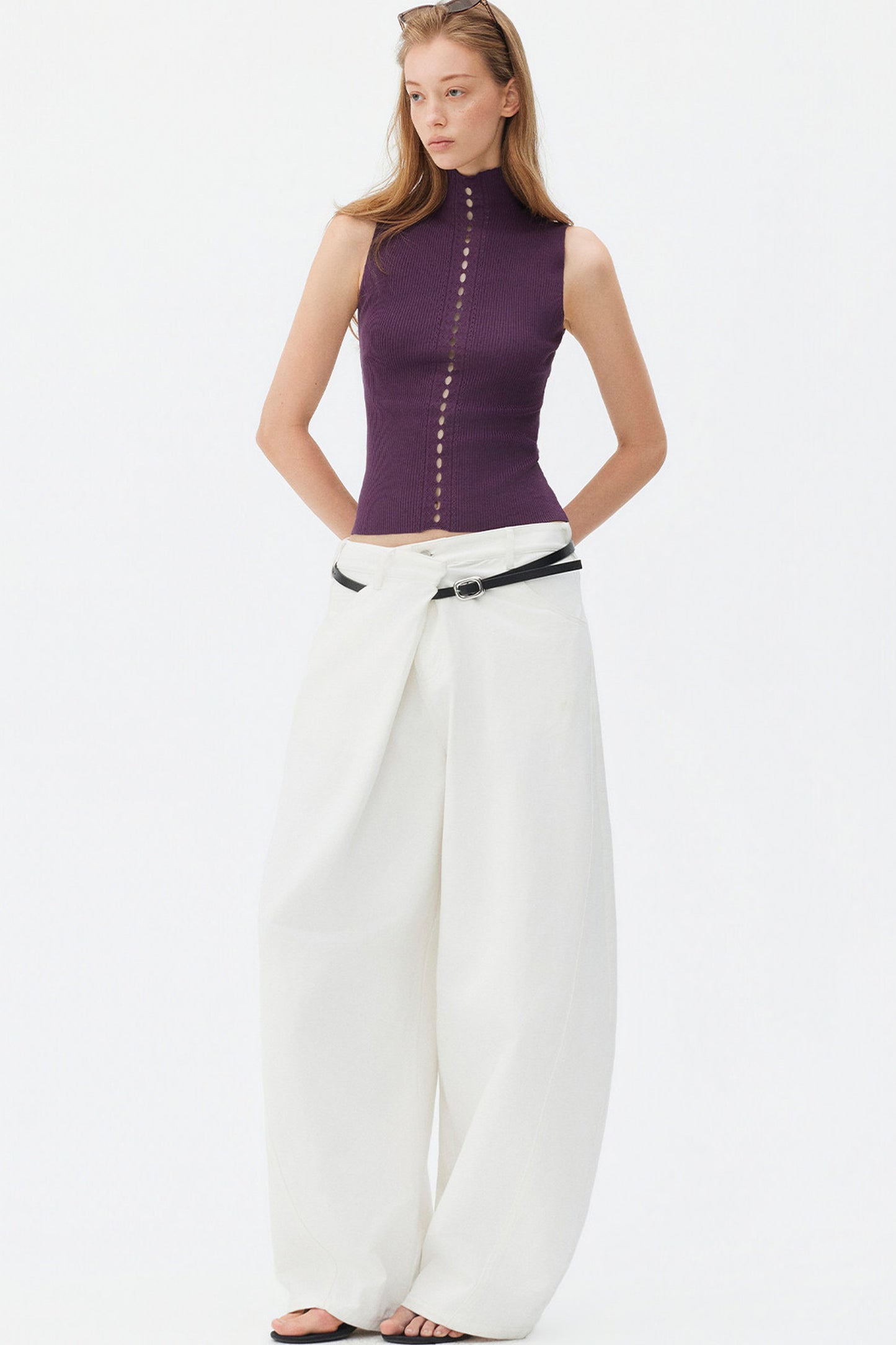 Gilet in maglia a coste in lyocell