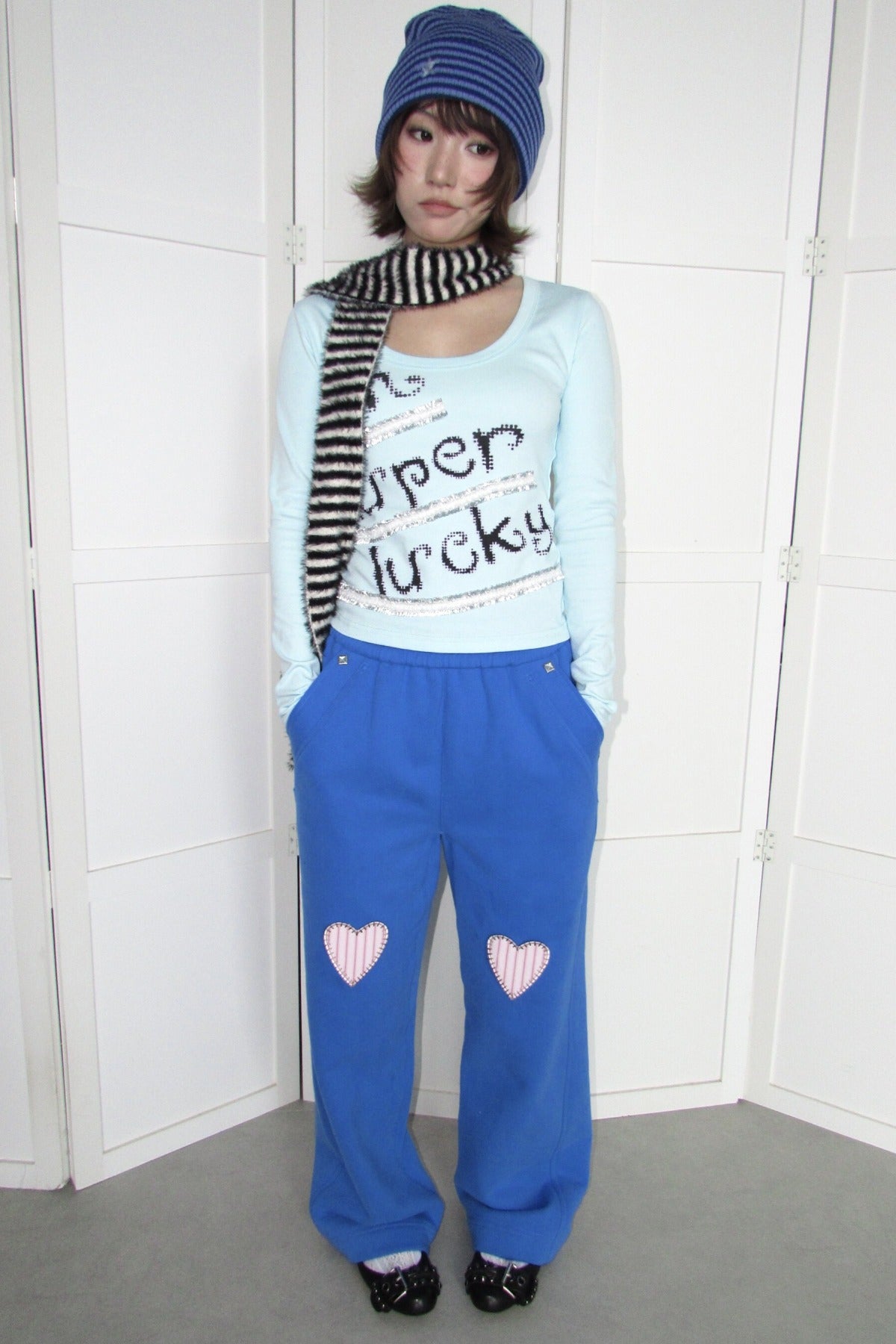 Heart Patch Wide Leg Sweatpants