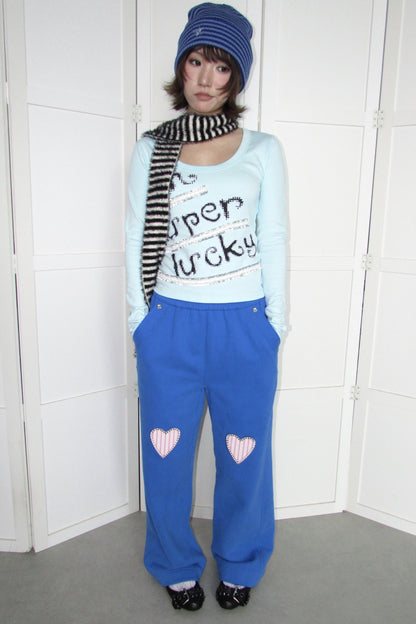 Heart Patch Wide Leg Sweatpants