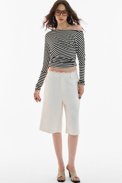 Black and White Lace Trim TR Shorts