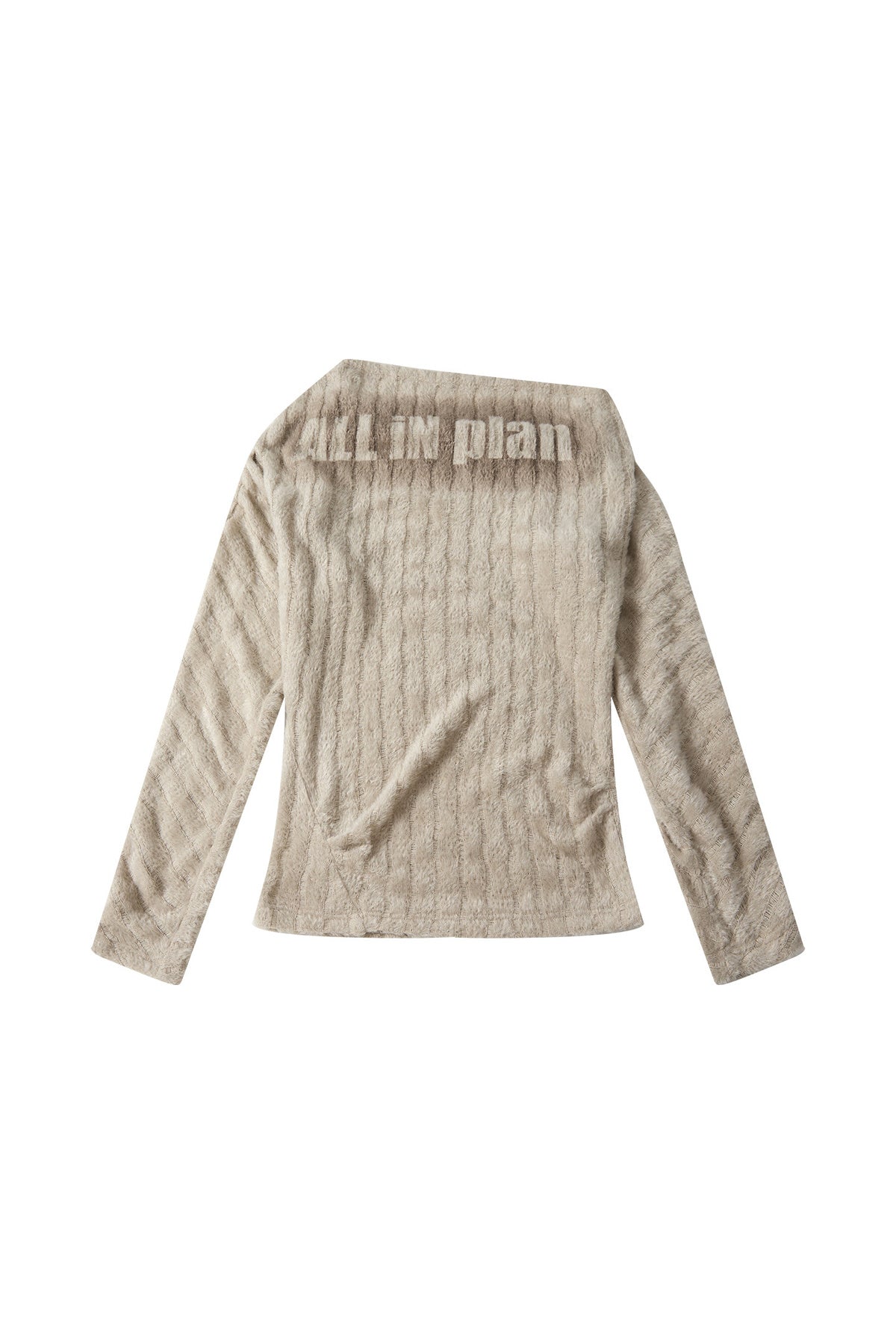 Asymmetrical Off-Shoulder Plush Long Sleeve Top