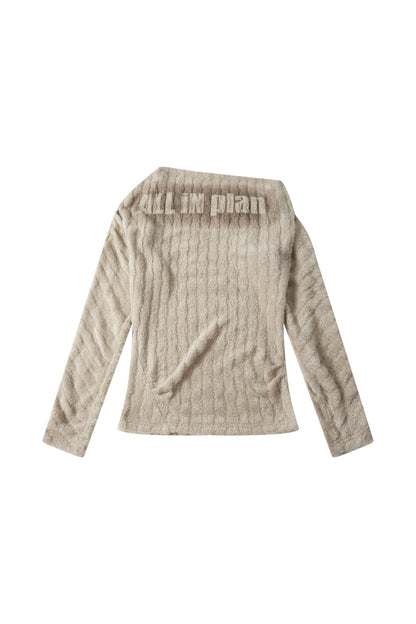 Asymmetrical Off-Shoulder Plush Long Sleeve Top