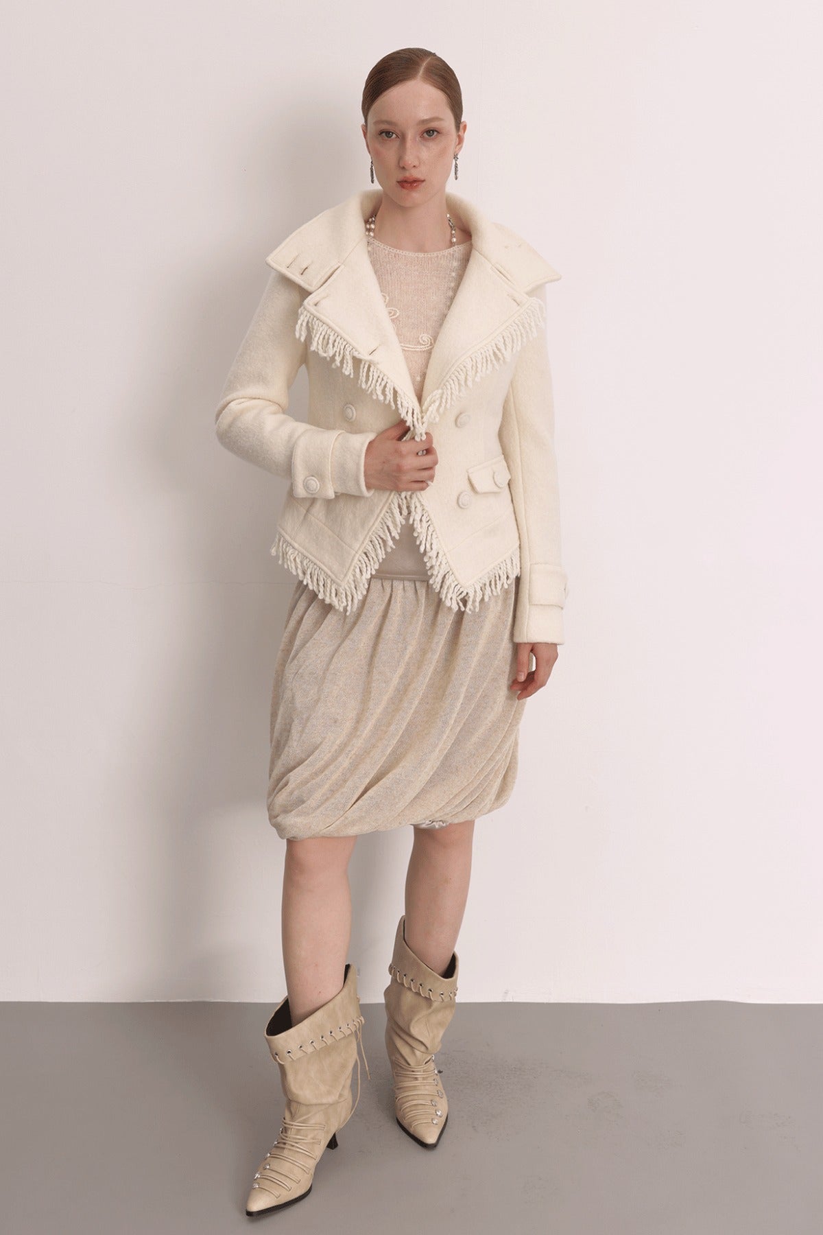Oatmeal Oil Painting Texture Irregular Skirt