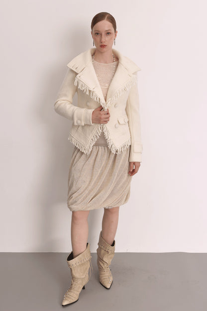Oatmeal Oil Painting Texture Irregular Skirt