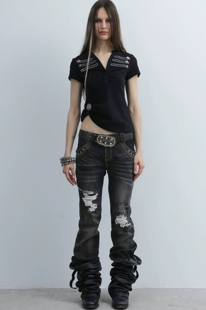 Jeans Strappati a Vita Bassa