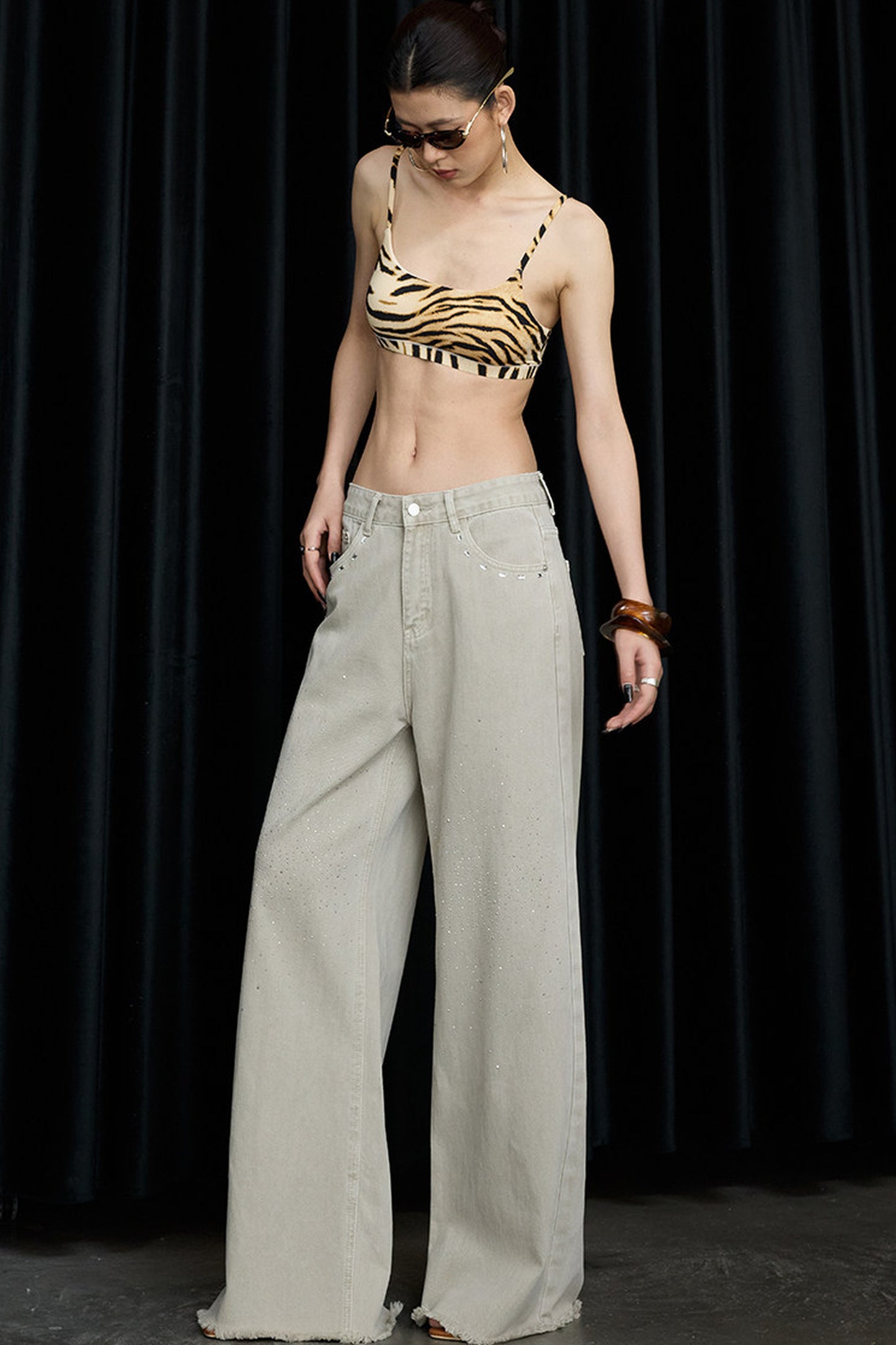 Desert Star Rhinestone Wide-Leg Jeans