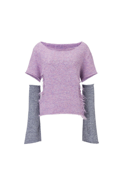 Purple Punk Rock Distressed Knit Sweater