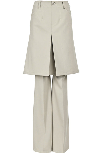 Wide-Leg Suit Slit Skirt Pants