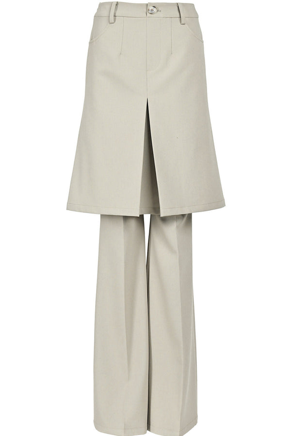 Wide-Leg Suit Slit Skirt Pants